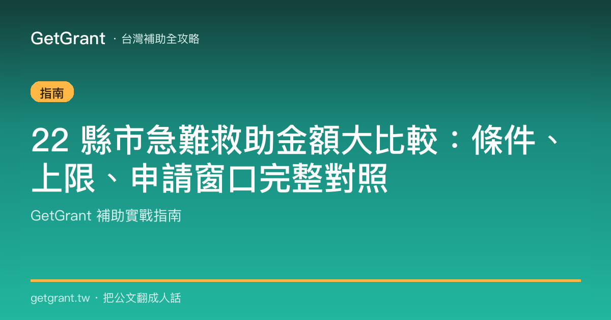 22 縣市急難救助金額大比較:條件、上限、申請窗口完整對照